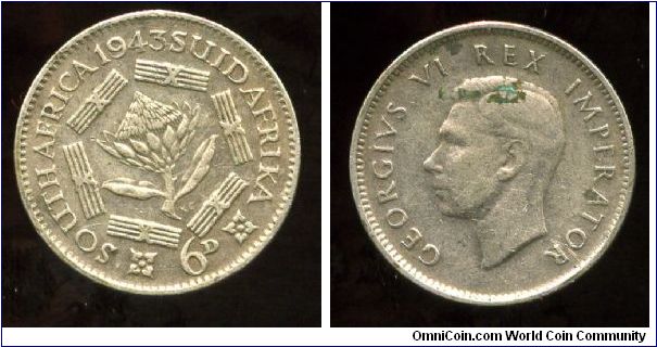 1943
6d
king protea (National flower)
King George VI