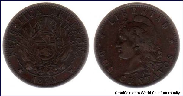 1890 2 centavos