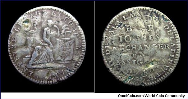 10 Sols French token (Lefevre et Lesage C.ie) - Mm 21 -Silver