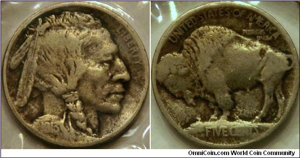 indian head/buffalo nickel, type 1 on raised ground, 21.2 mm, Cu-Ni