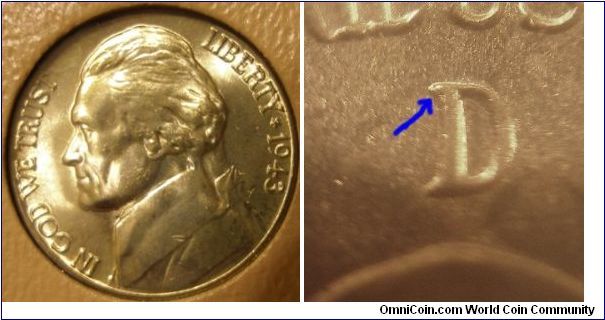 1943D Silver Jefferson Nickel D/D BU





(Book2, Group1, Hole9)