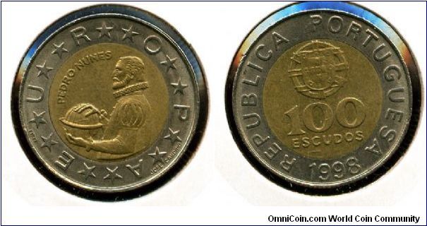 1998
100 Escudos
Pedro Nunes
Value & Coat of arms