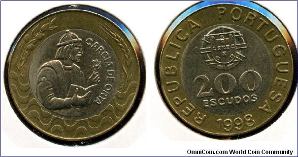 1998
200 Escudos
Carcia Deorta
Value & Coat of arms