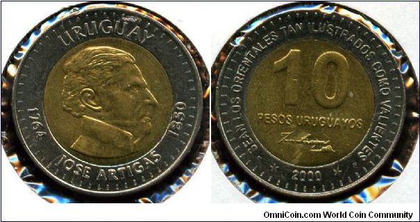 2000
10 Pesos 
Jose Artigas 1764-1850
Value & date