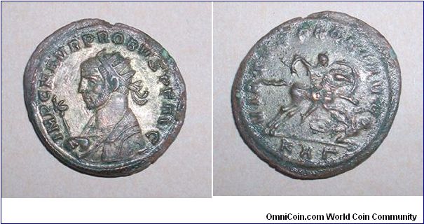 PROBUS -Antoninianus. Serdica mint - IMP C M AVR PROBVS P F AVG, radiate draped bust left / VIRTVS PROBI AVG, Probus on horseback charging right, spearing enemy, kaG in ex. mm 23,8 grs 3,9