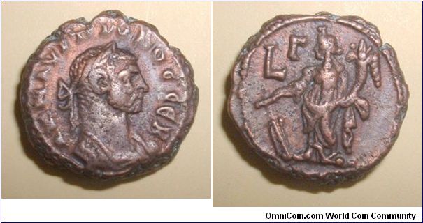 PROBUS - Alexandrian coins - Potin Tetradrachm of Alexandria. Year 3 = 277-278 AD. A K M AVP PPOBOC CEB, laureate cuirassed bust right / LG, Tyche standing left holdinig rudder & cornucopiae. mm 19,4 grs 7,9
