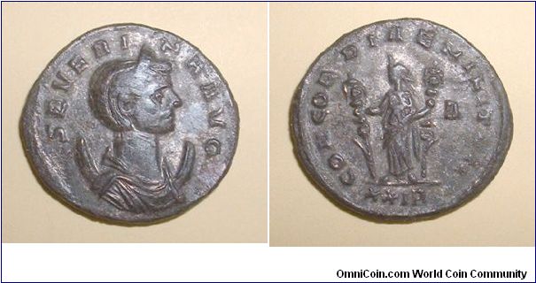 SEVERINA - Antoninianus - SEVERINA AVG, diademed, draped bust right on crescent / CONCORDIAE MILITVM, Concordia standing left with two ensigns, A to right, XXIR in ex. Mm 21,9 grs 3,5