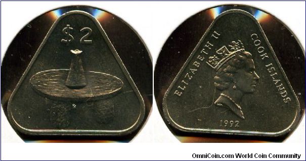 1992
$2 Triangular coin
3 legged table with Jug
Queen Elizabeth II