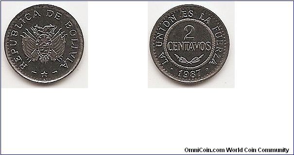 2 Centavos
KM#200
1.0000 g., Stainless Steel, 14.01 mm. Obv: National arms, star
below Rev: Denomination within circle, date below Edge: Plain