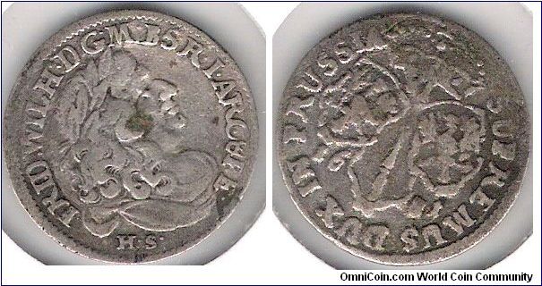 Friedrich Wilhelm, 
Duke of Prussia, 
Elector of Brandenburg.  

6 groschen, 
silver.