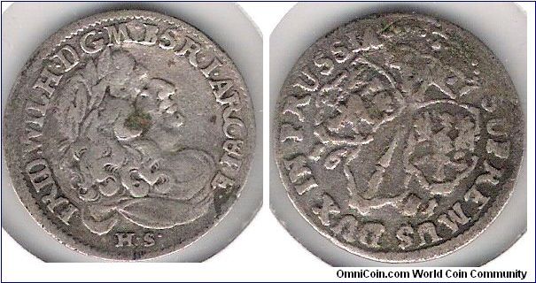 Friedrich Wilhelm, 
Duke of Prussia, 
Elector of Brandenburg.  

6 groschen, 
silver.