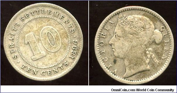 Strait Settlements
1896
10c
Value & date
Queen Victoria