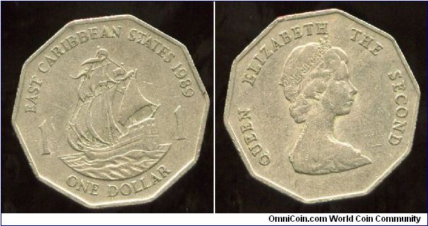 1989
$1
Sailing ship
Queen Elizabeth II