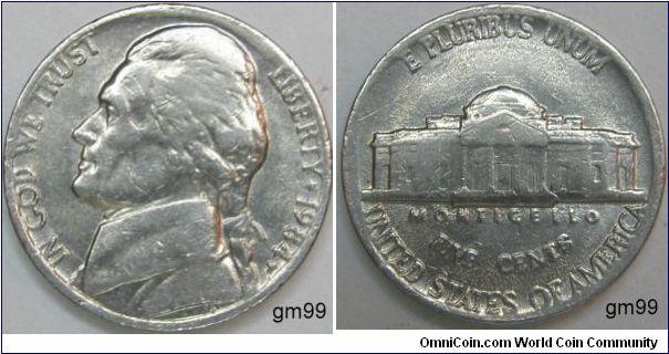 1984P Nickel 5 Cents
Thomas Jefferson 
Error: Rays on Obverse and reverse