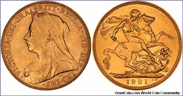 Sydney Mint sovereign, 1901 is the last date of Queen Victoria.