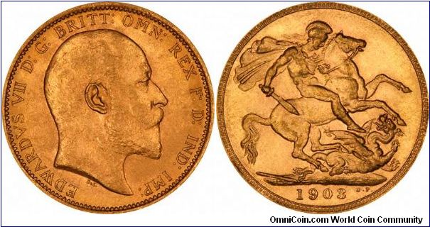 1903 London Mint sovereign of Edward VII.