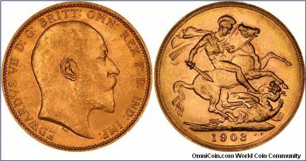 Melbourne Mint sovereign of Edward VII.