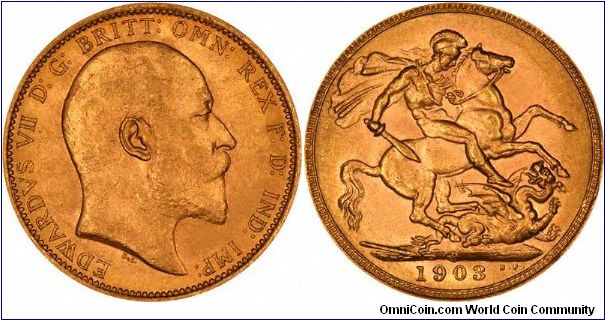 Perth Mint sovereign of Edward VII, 1903.