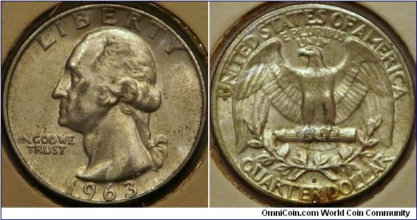 Washington quarter, 2nd last year for silver variety, D mintmark, 24.3mm