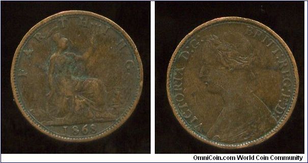 1868
1/2d Halfpenny
Brittania seated holding trident, lighthouse & ship
Queen Victoria 1837-1901