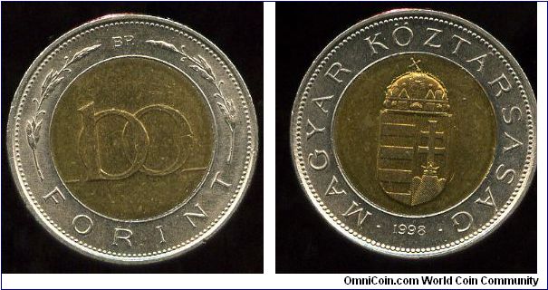 1998
100 Forint
Value
Coat of arms