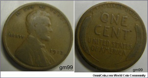 Bronze
1917 Wheat Penny
Composition: .950 Copper, .05 Tin and Zinc 
Diameter: 19 mm 
Weight: 3.11 grams 
Edge: Plain