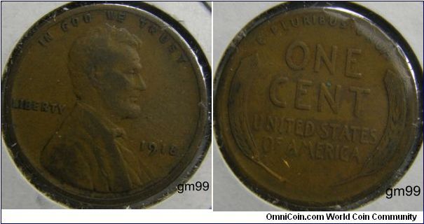 1918 LINCOLN/Wheat Penny