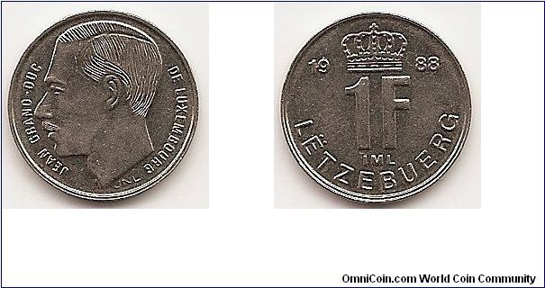 1 Franc
KM#63
Nickel-Steel Ruler: Jean Obv: Head left Rev: Crown divides
date above value