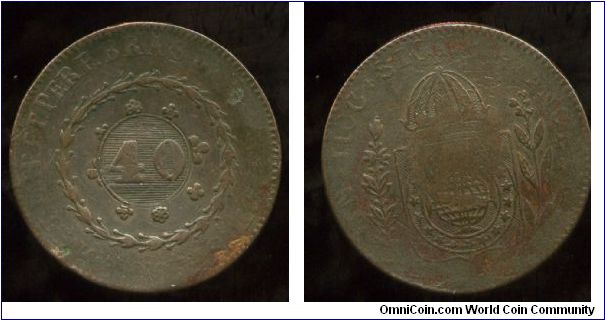 1830 ?
40 on 80 Reis
Value in wreath
Crown above Globe

Cant make out the date on this one but it is so large LOL