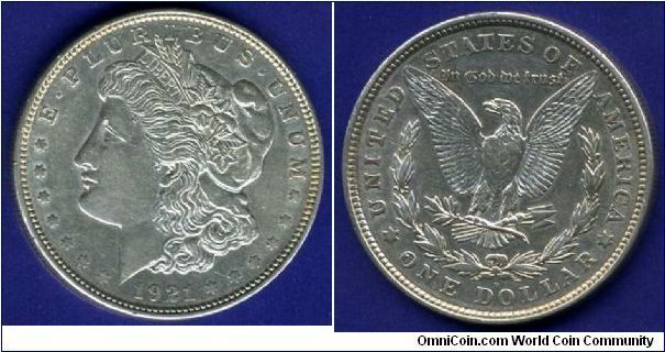 Morgan dollar.
(D) Denver mint.


Ag900f. 26,73gr.