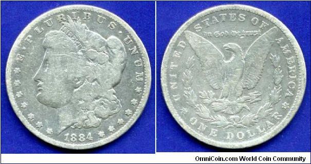 Morgan dollar.
Without mintmark.


Ag900f. 26,73gr.