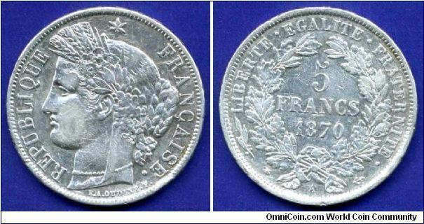 5 francs.
*Republicqe Francaise*. 
(A) Paris mint.


Ag900f. 25gr.