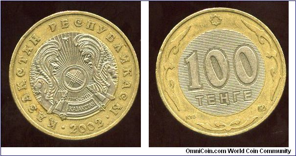 2002 Bi-metallic
100 Tenge
Coat of arms
Value