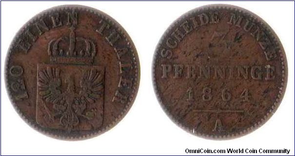 1864 Prussia 3 pfennige