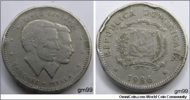 Cinco Centavos
1986 5 Centavos
Sanchez-Mella