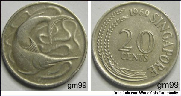 1969 Singapore,20 Cents