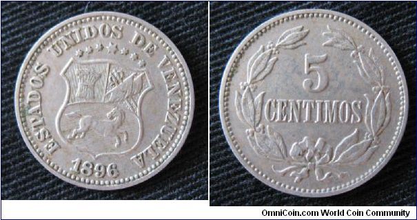Los Estados Unidos de Venezuela, 5 centimos (puya), Cu-Ni