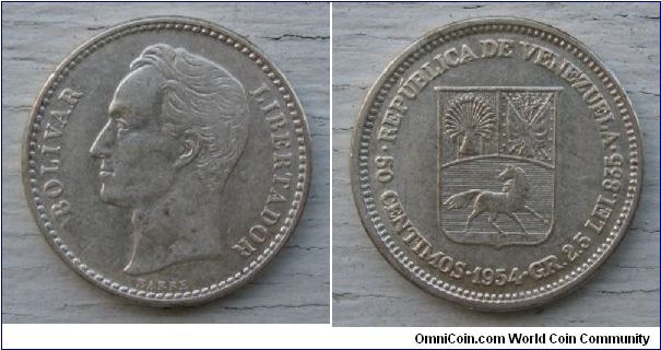 Republica de Venezuela, 50 centimos (real), AR