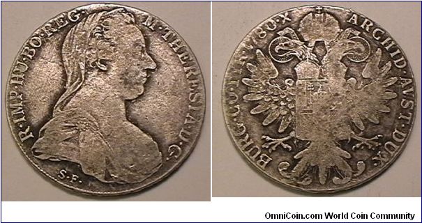 MARIA THERESIA THALER (RESTRIKE)
circa 1945-1960
.8330 silver