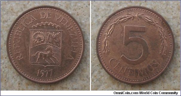 Republica de Venezuela, 5 centimos (puya), Cu.