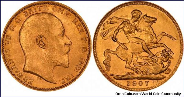 Sydney Mint 1907 sovereign of Edward VII.