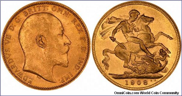 Melbourne Mint sovereign of Edward VII.