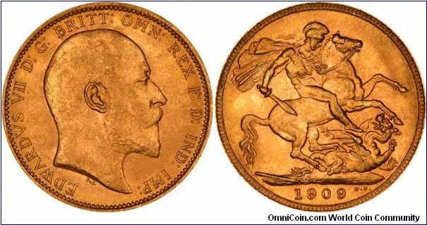 London Mint sovereign of Edward VII.
