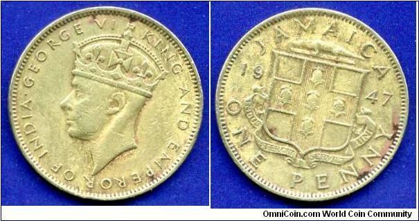 1 penny. 
George VI (1936-1952) king & Emperor.


Br.