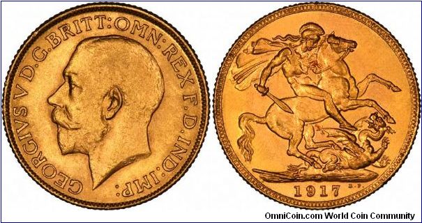 Melbourne Mint sovereign of George V.