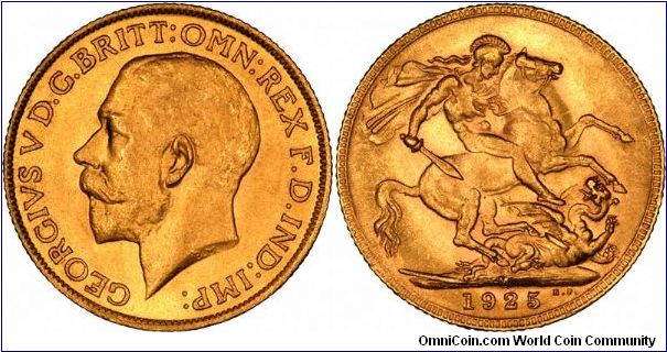 Melbourne Mint sovereign of George V.