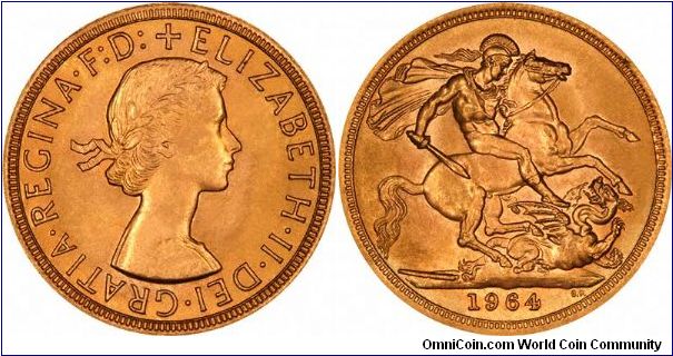 Elizabeth II first issue (pre-decimal) sovereign.