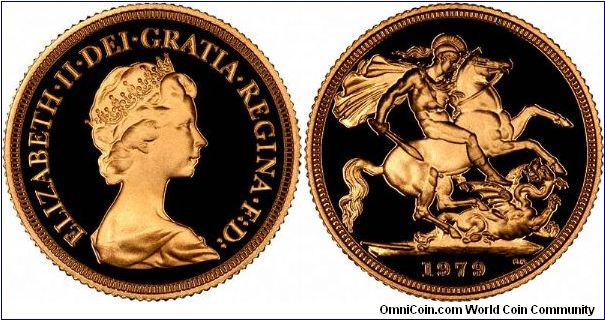 1979 proof sovereign. This was also the first recent year in which uncirculated or bullion sovereigns were also issued in the same year.