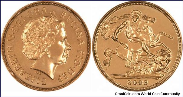 Back to St. George & dragon for 2003 sovereigns.