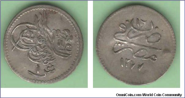 Egypt (Ottoman Empire), 1 qirsh, AR, ascension date 1277, year 16.